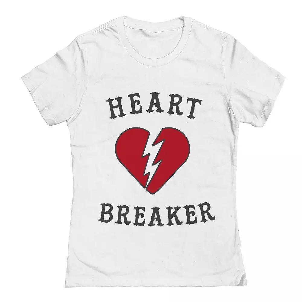 Junior's Heart Breaker Valentine's Day Graphic Tee, Women's, Size: Small, White Product Image