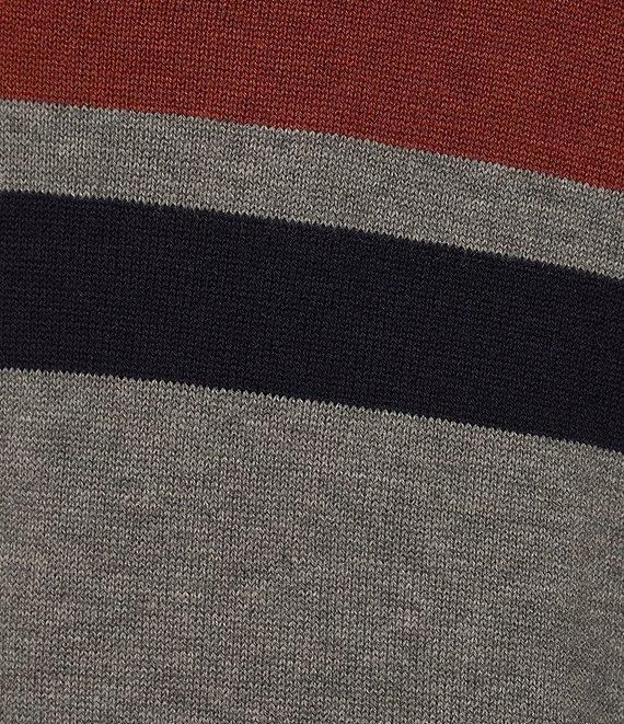 Roundtree & Yorke Long Sleeve Chest Stripe Quarter Zip Sweater Pullover Product Image