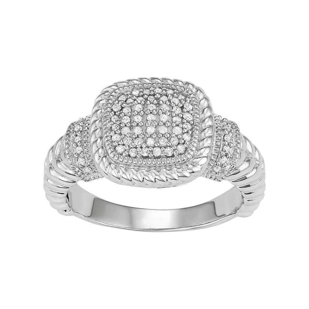Jewelexcess Sterling Silver 1/4 Carat T.W. Diamond Cushion Ring, Women's, Size: 7, White Product Image