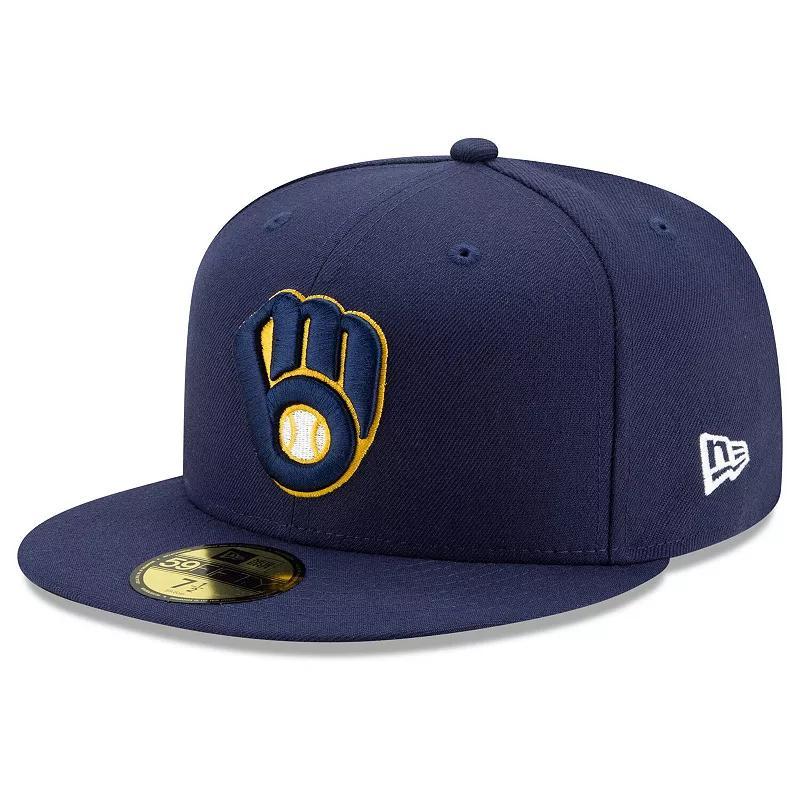 Men's New Era Navy Milwaukee Brewers Home Authentic Collection On-Field 59FIFTY Fitted Hat, Size: 8, Blue Product Image