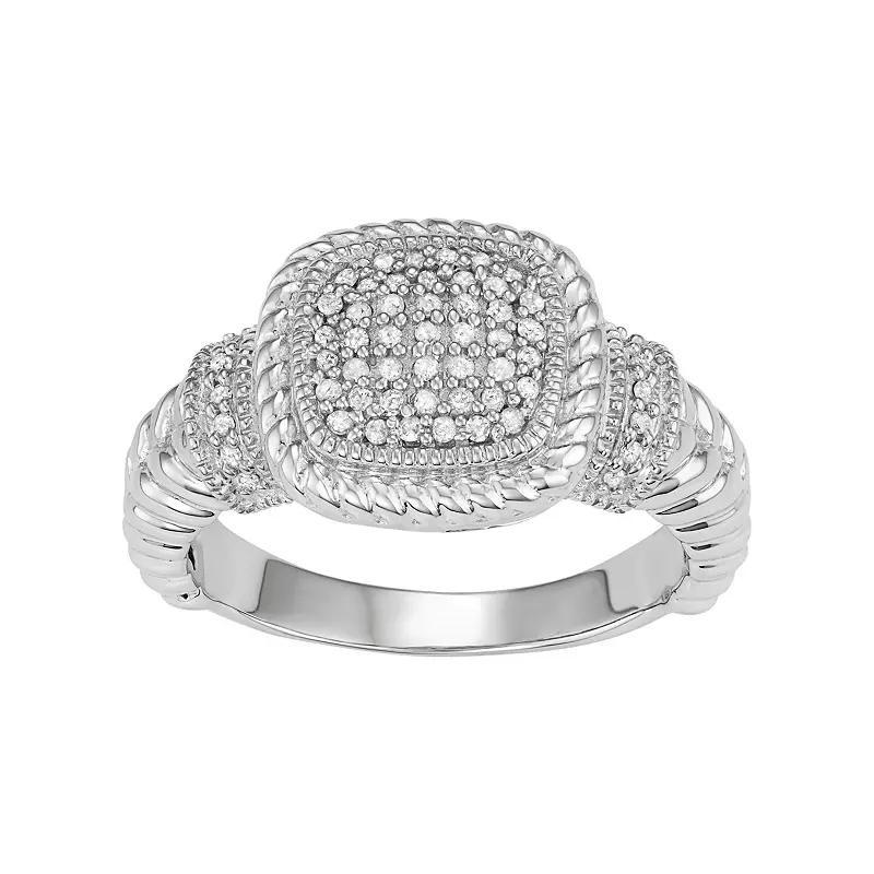 Jewelexcess Sterling Silver 1/4 Carat T.W. Diamond Cushion Ring, Women's, Size: 7, White Product Image