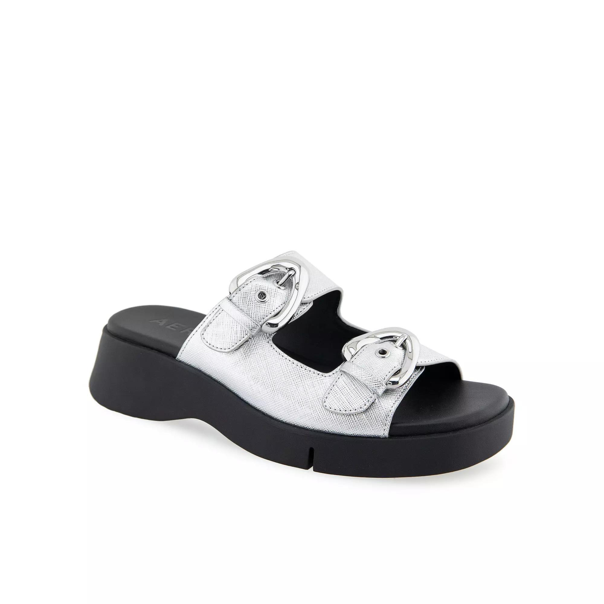 Aerosoles Faith Women's Block Heeled Slide Sandals, Size: 10 Medium, Silver Grey Product Image