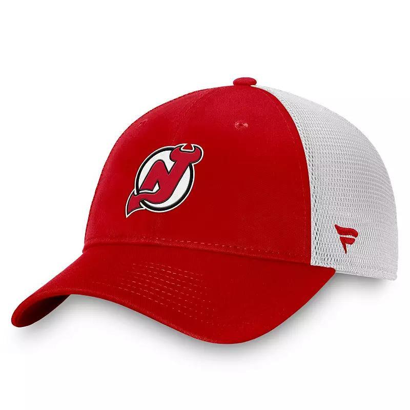 Mens Fanatics Red/White New Jersey Devils Slouch Core Primary Logo Trucker Adjustable Hat Product Image
