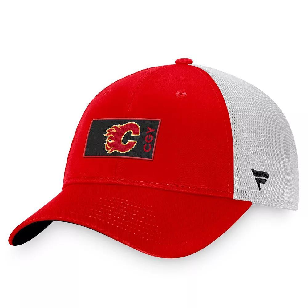 Mens Fanatics Branded /White Columbus Blue Jackets Authentic Pro Rink Trucker Snapback Hat Product Image