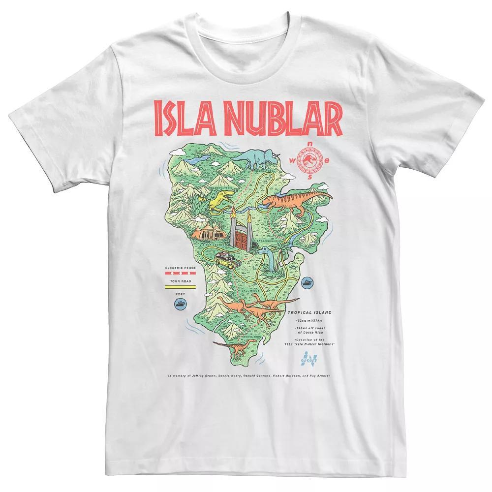 Men's Jurassic Park Island Guide Map Tee, Size: Medium, White Product Image
