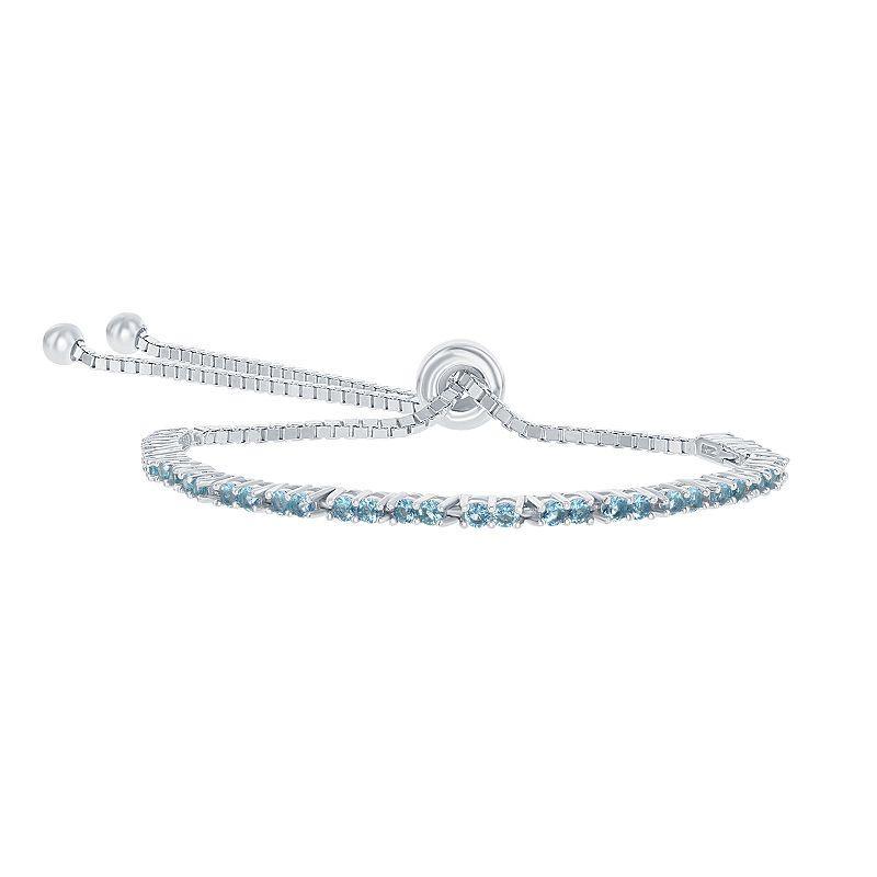 Sterling Silver 2mm Birthstone Bracelet, Women's, Size: 8", March Product Image