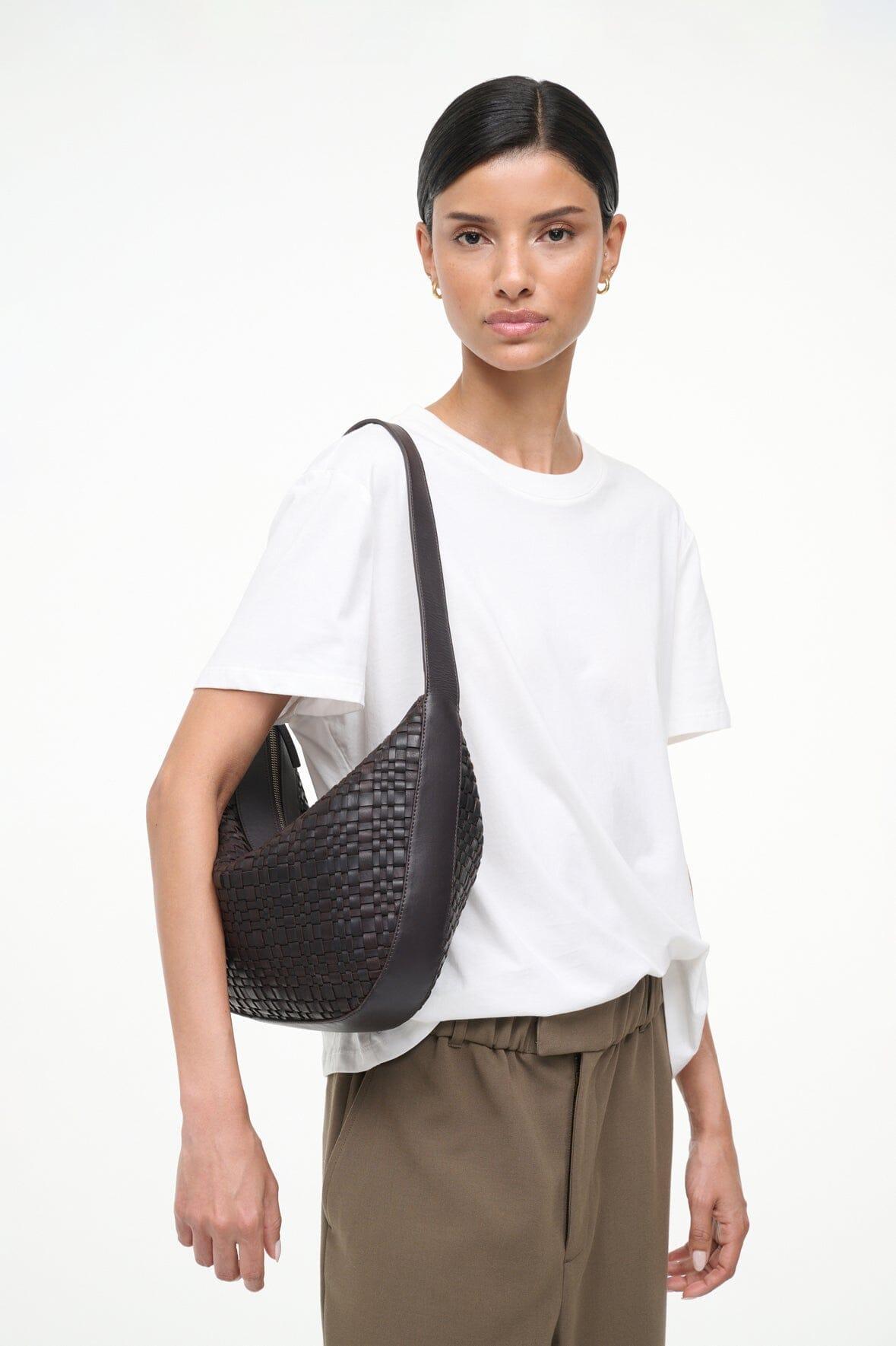 LARGE DEMY SHOULDER BAG | ESPRESSO WOVEN LEATHER Product Image