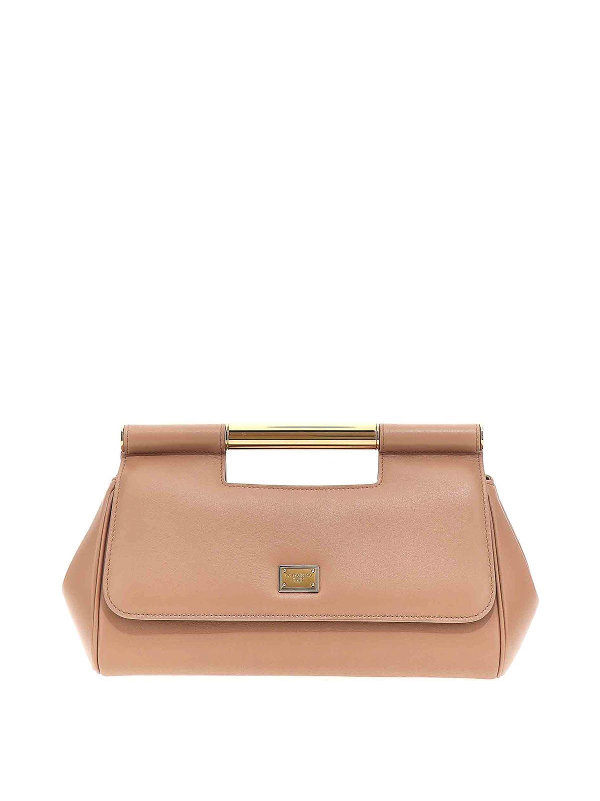 DOLCE & GABBANA Women's Sicily Medium Clutch In Beige Product Image