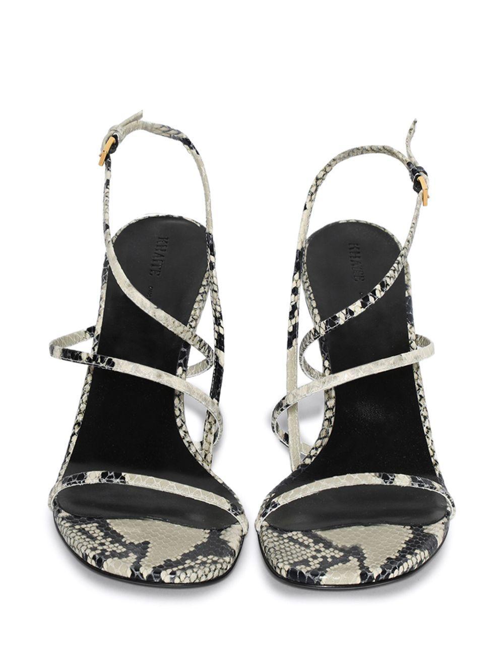 KHAITE Loop Snake-effect Leather Sandals In Beige Comb Product Image