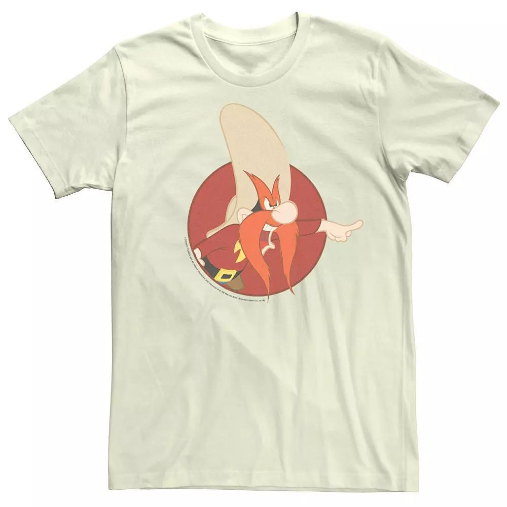 Men's Looney Tunes Yosemite Sam Red Circle Portrait Tee, Size: 3XL, Natural Product Image