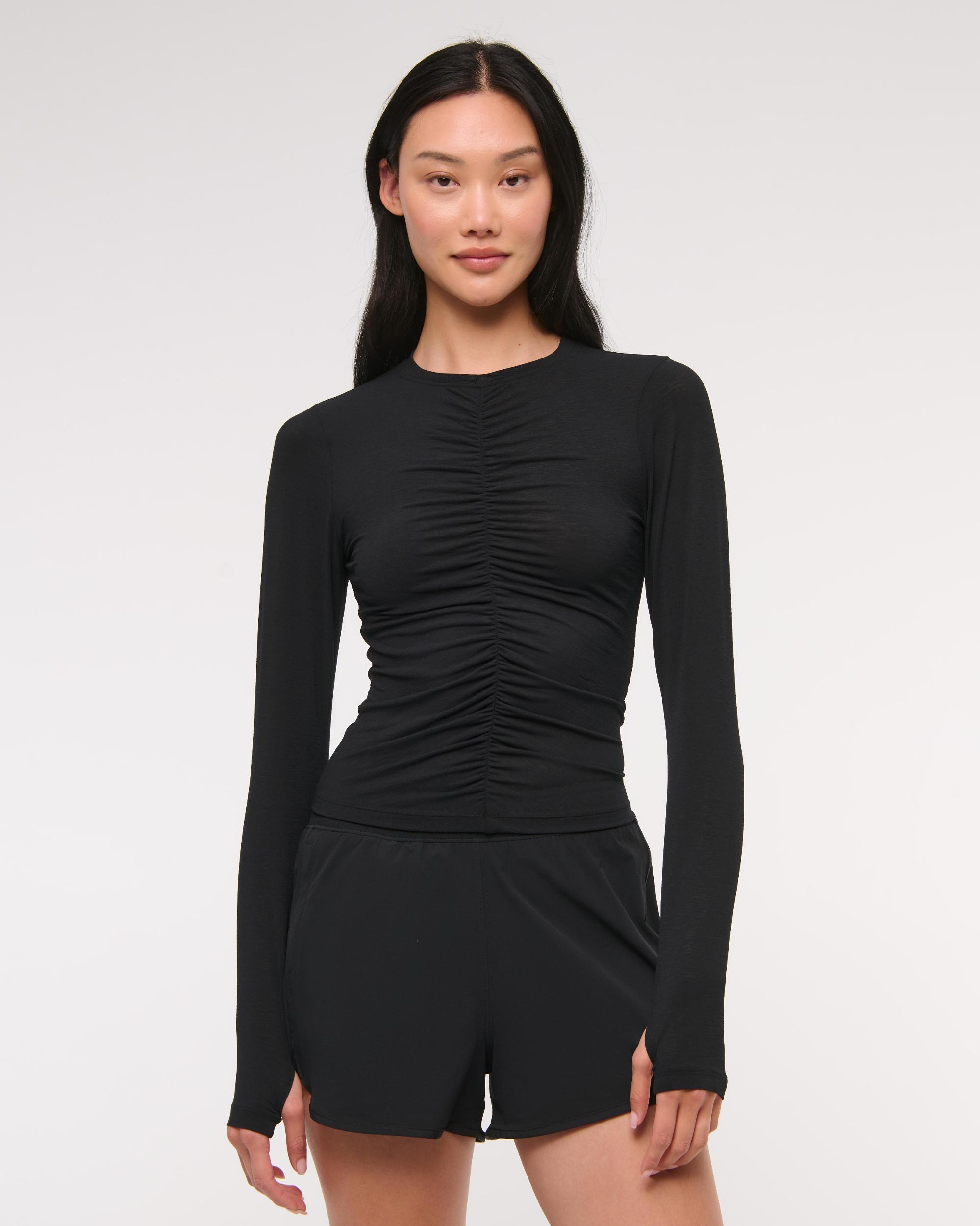 YPB Active Featherweight Long-Sleeve Ruched Tee Product Image