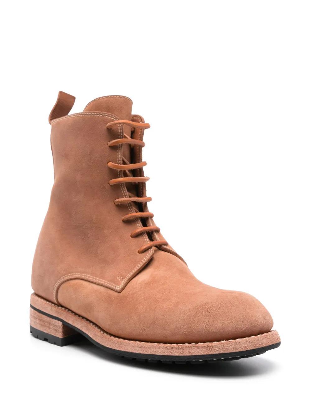 GUIDI Leather Lace-up Ankle Boots In Neutrals Product Image