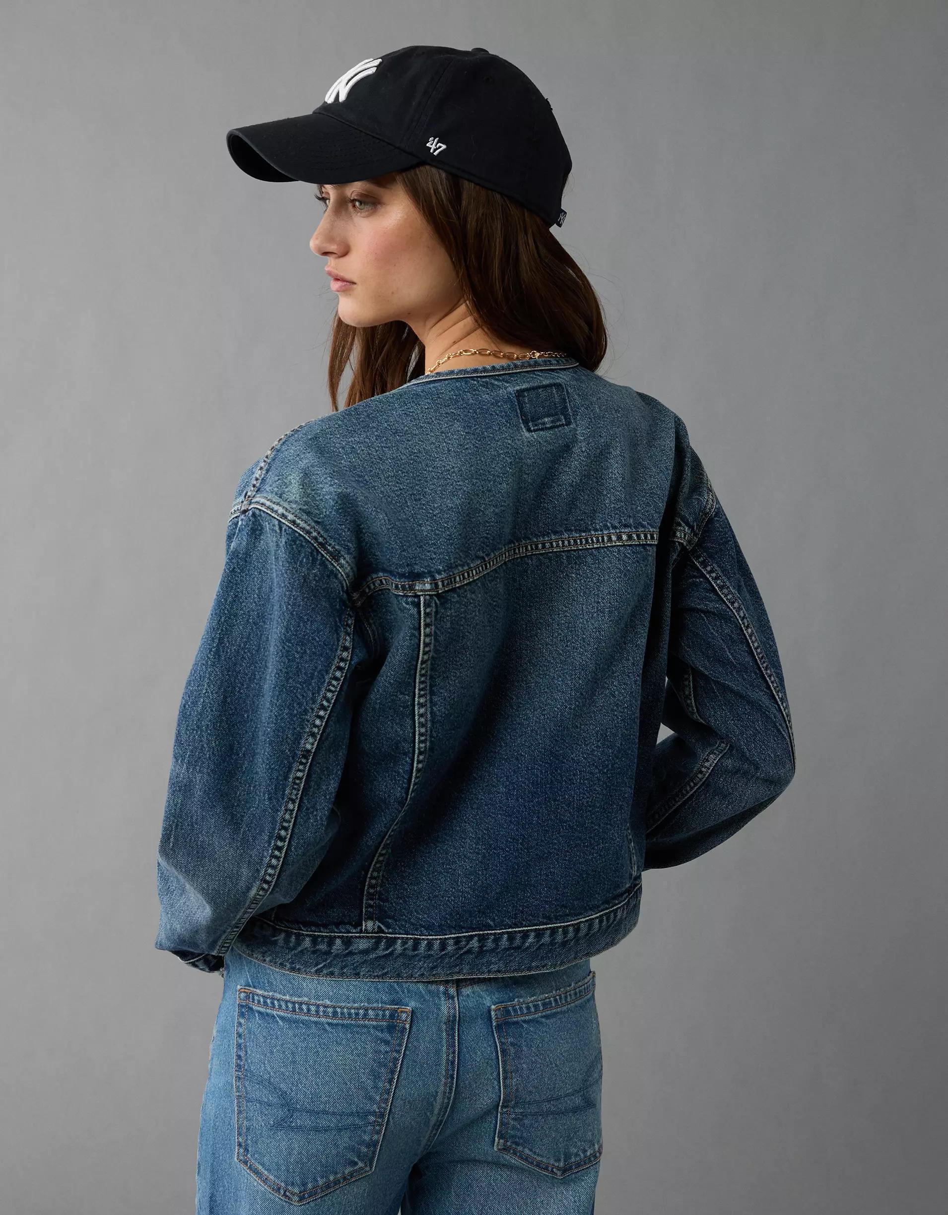 AE Collarless Denim Jacket Product Image