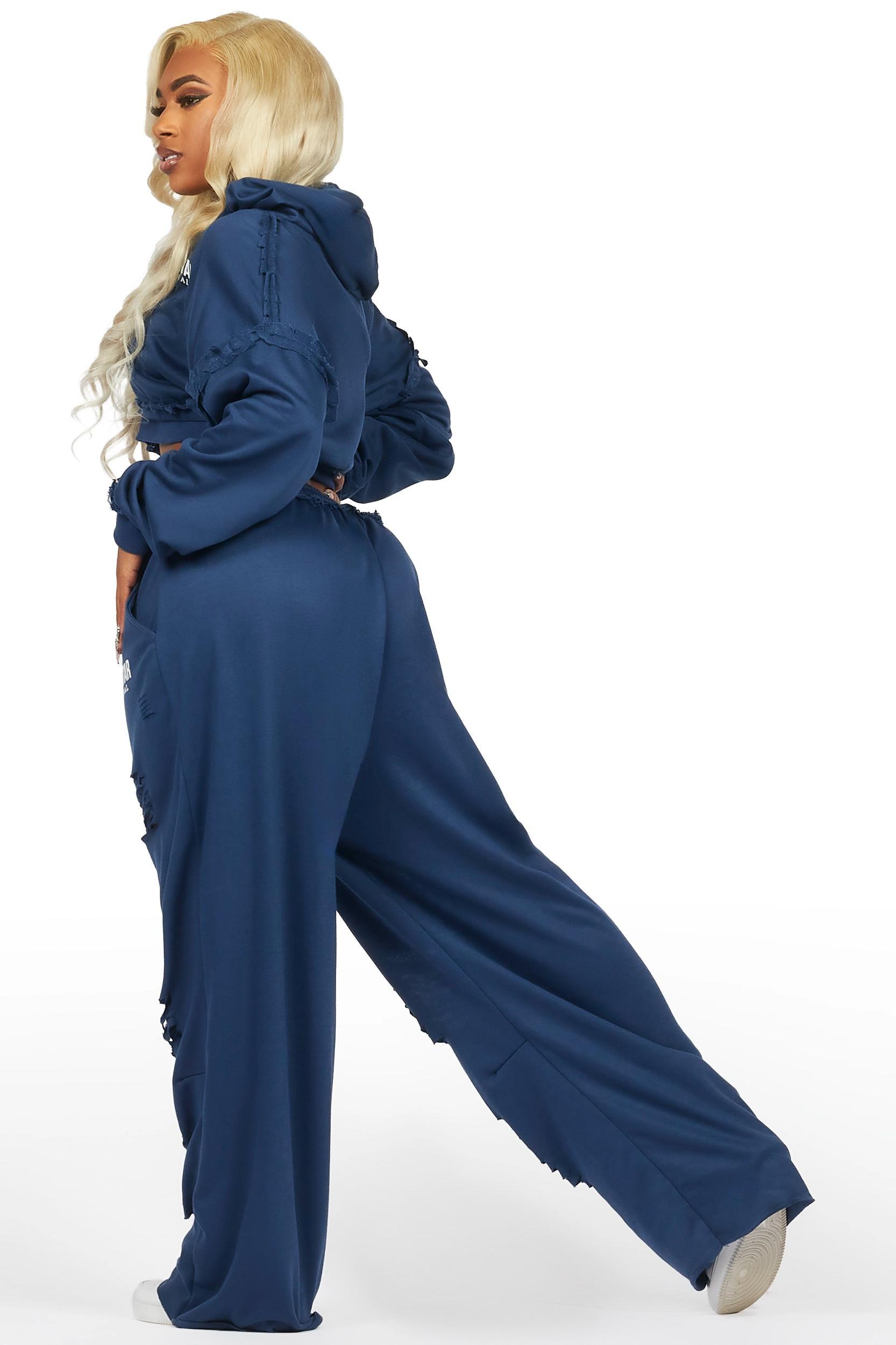 Corrina Navy French Terry Oversized Trackset Female Product Image