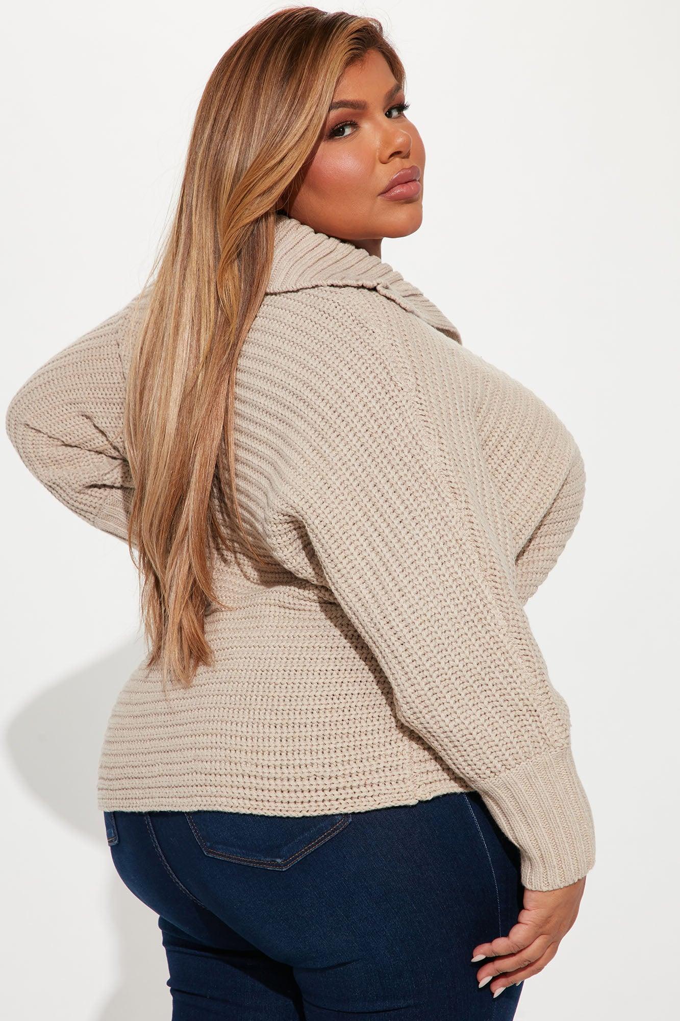 Cozy Rib Knit Collar Polo Sweater - Oatmeal Product Image