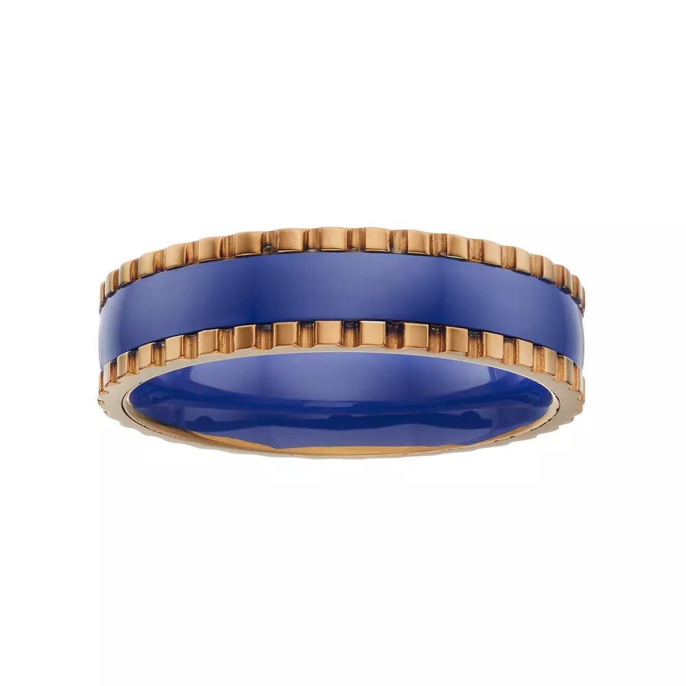 Yellow Ion-Plated Stainless Steel & Blue Ceramic Band - Men, Men's, Size: 11 Product Image