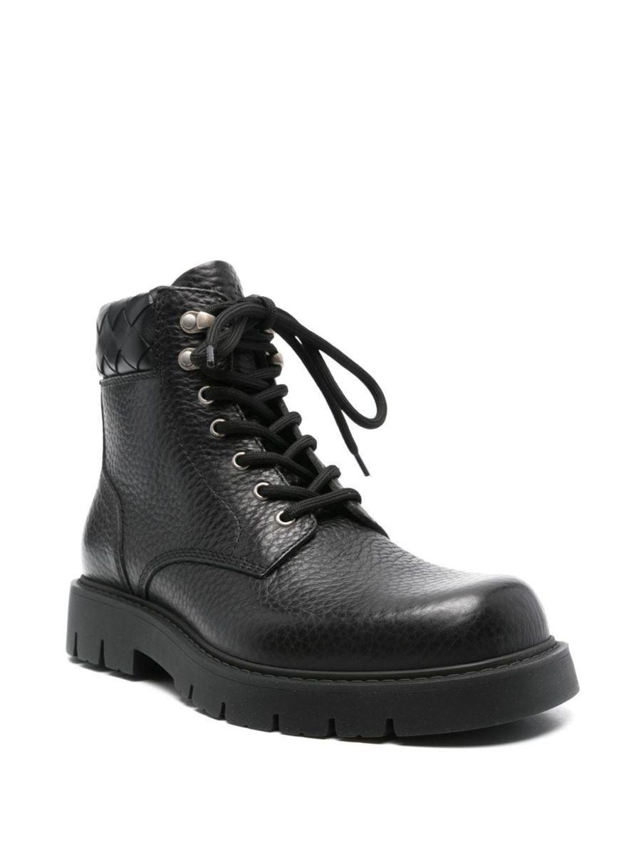 BOTTEGA VENETA 45mm Haddock Leather Lace-up Ankle Boots In  Black Product Image