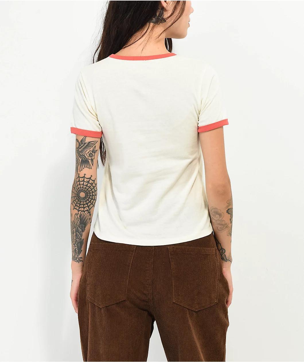 Peter Rabbit Love Strawberry Ringer White Crop T-Shirt Product Image