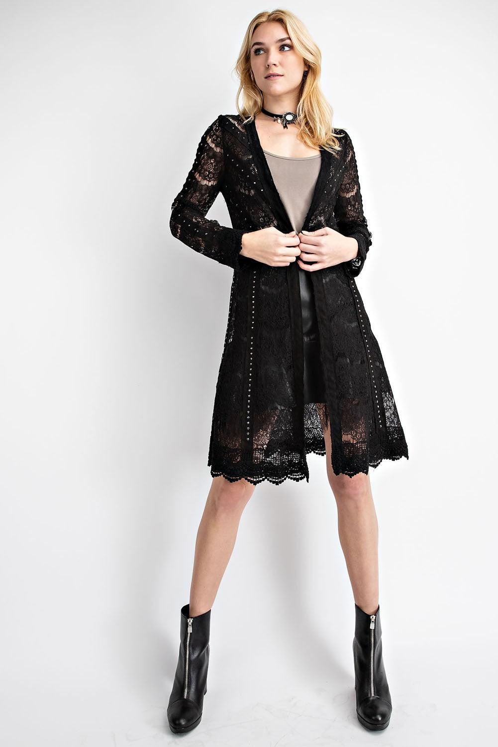 Lace Jacket With Studded Suede Details Product Image