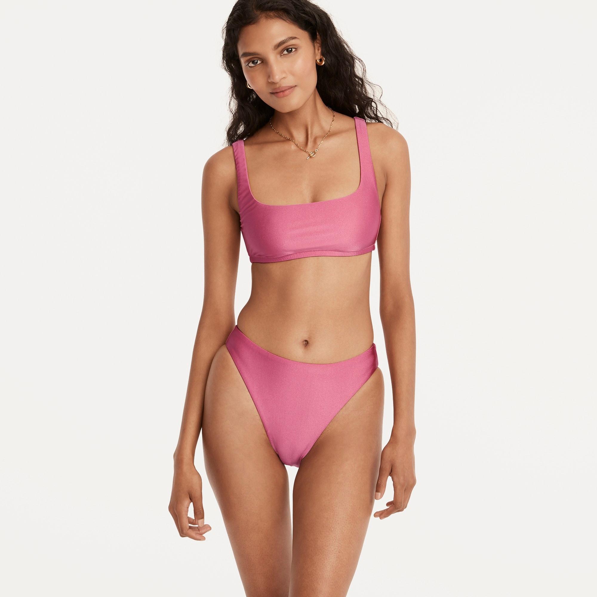 Shiny high-leg high-waisted bikini bottom Product Image