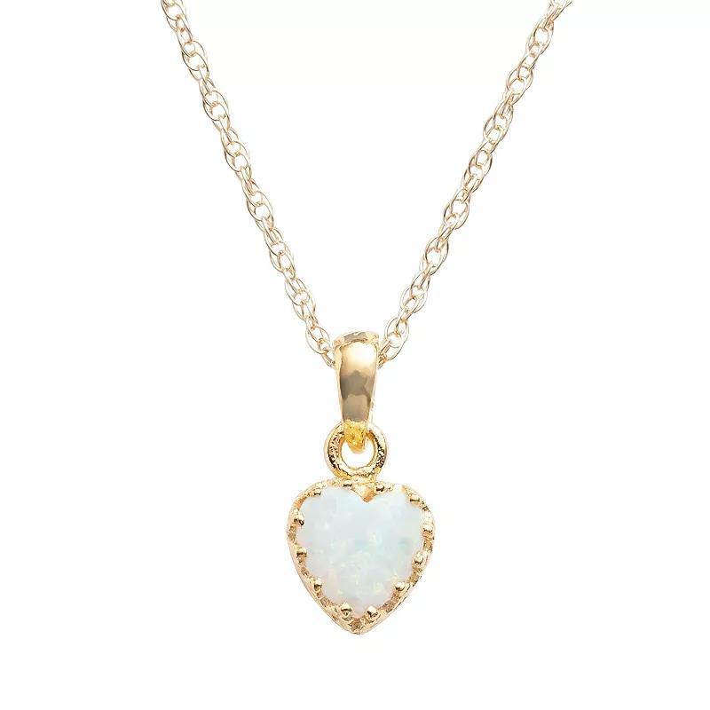 Designs by Gioelli Sterling Silver Lab-Created Opal Heart Crown Pendant, Women's, Size: 18", White Product Image