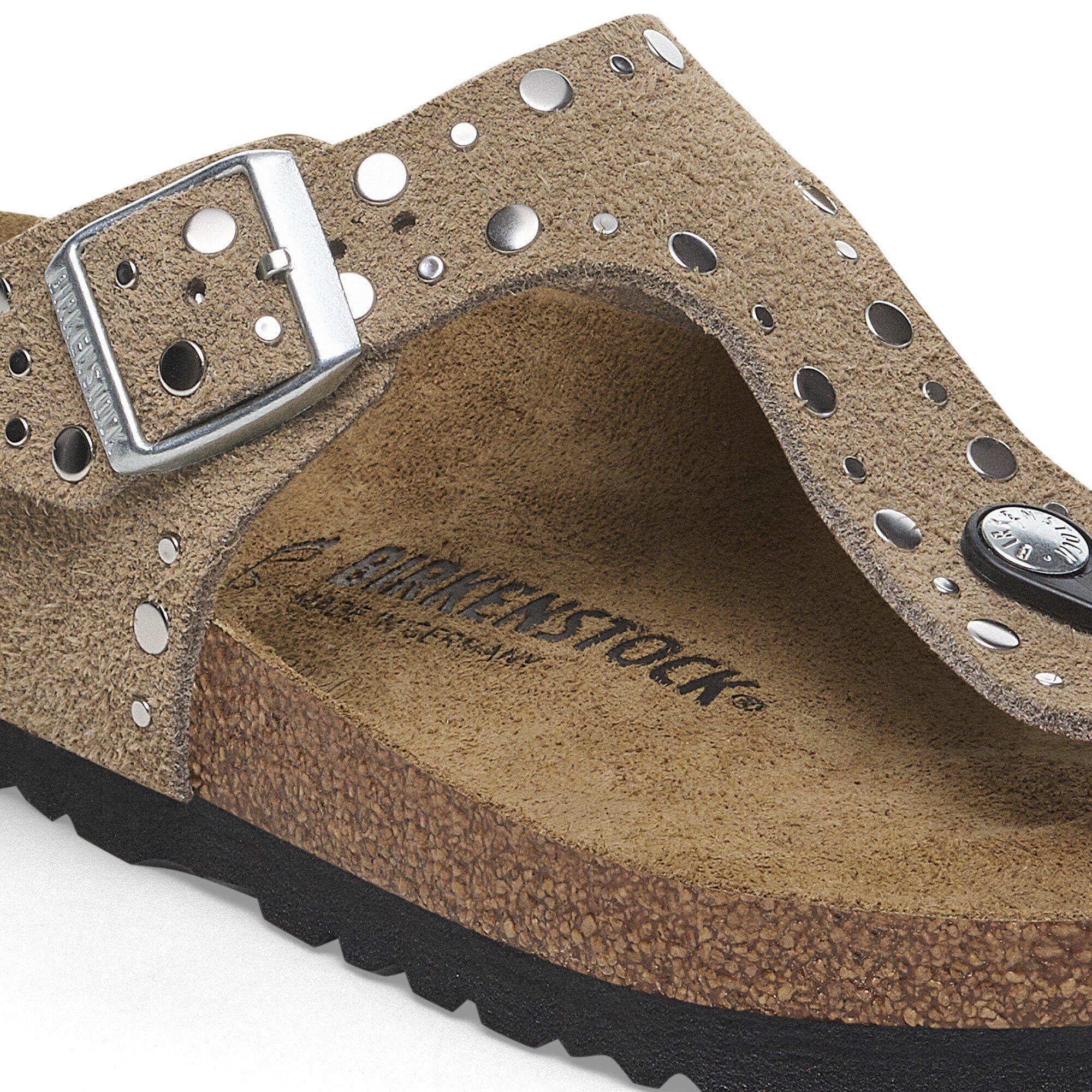 Gizeh Rivets Suede Leather Taupe Product Image