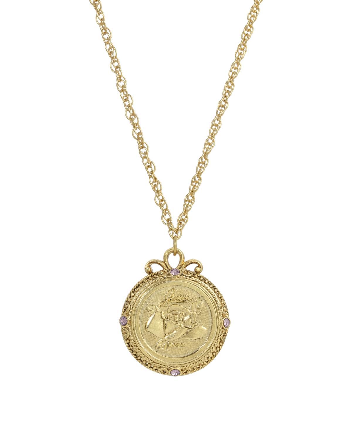 1928 Gold Tone Flower of the Month Pendant Necklace, Womens, September Product Image