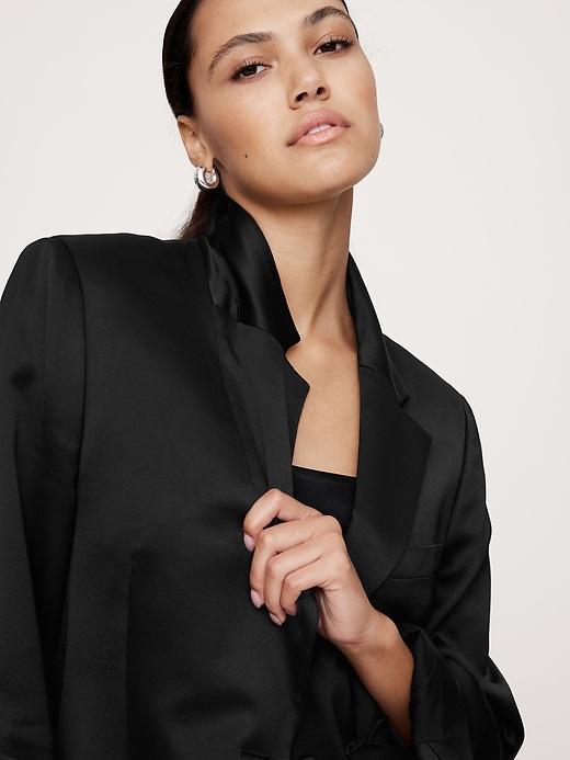 Slim Italian Satin Blazer Product Image