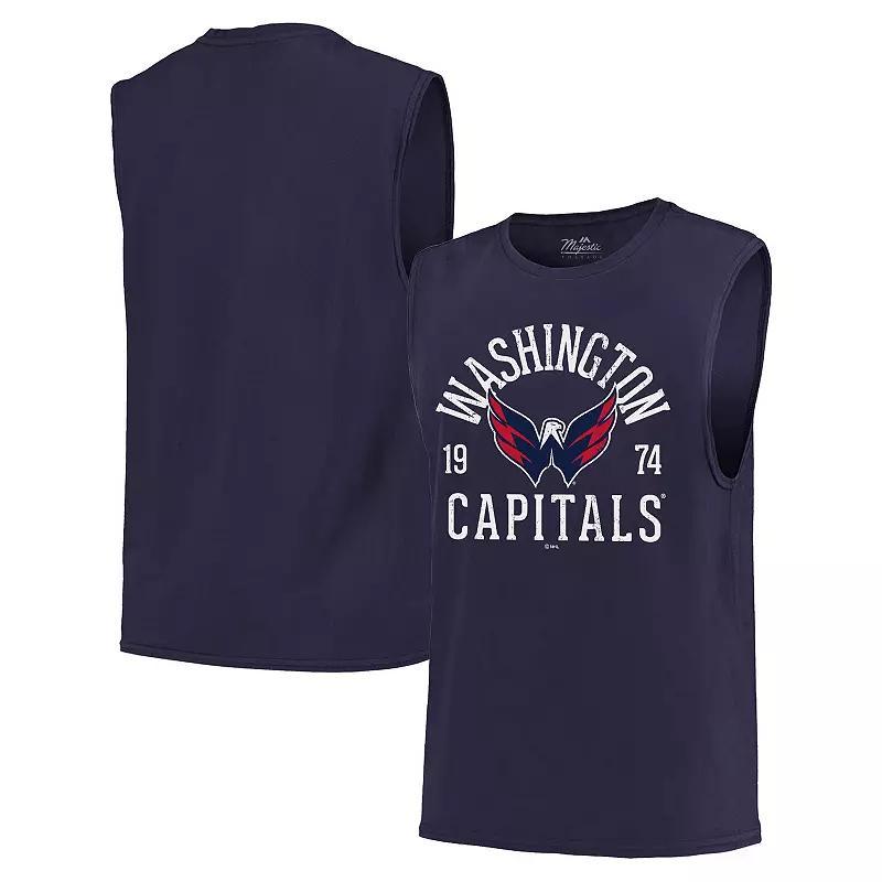 Mens Majestic Threads Washington Capitals Softhand Muscle Tank Top Blue Product Image