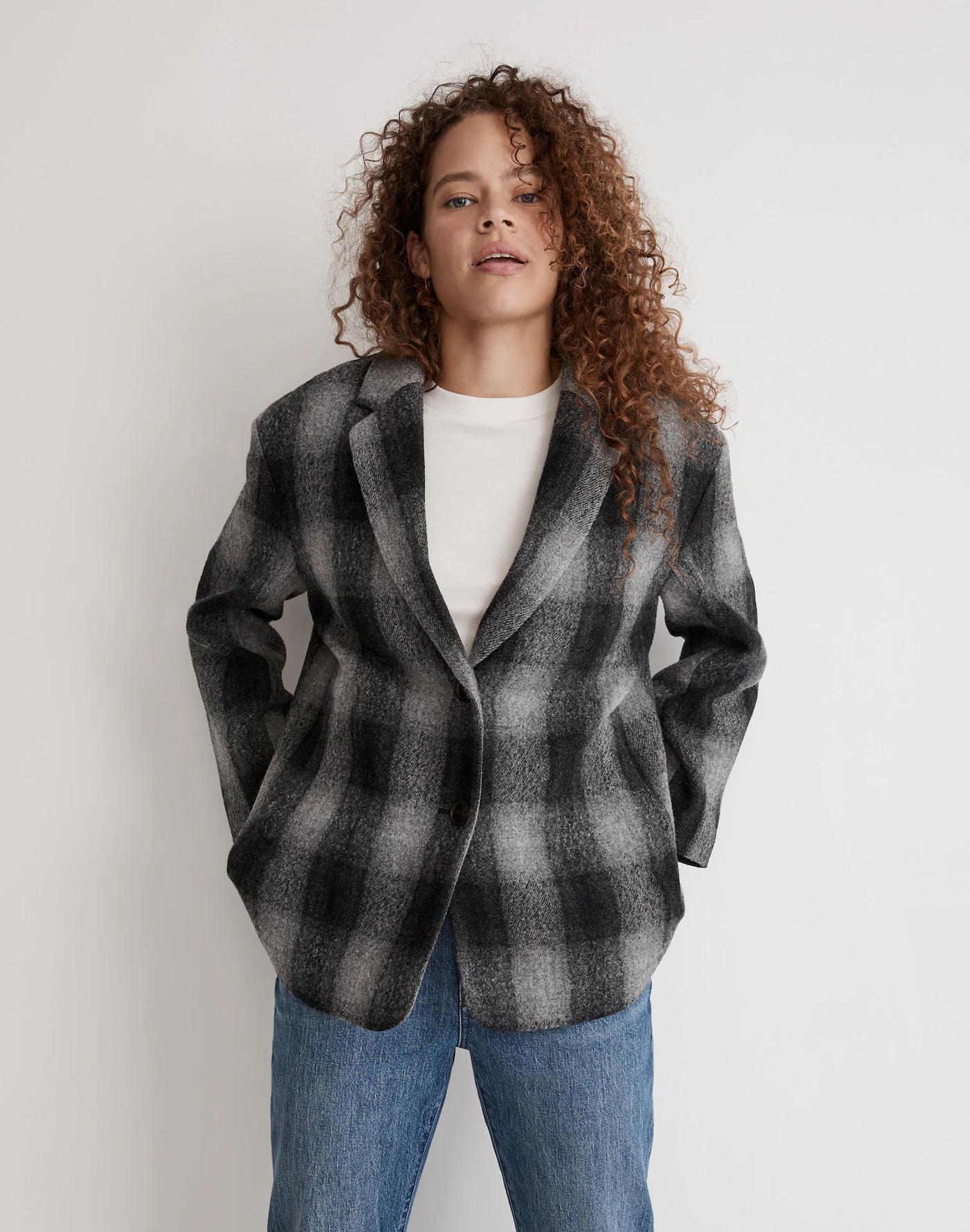 The Oversized Dorset Blazer in Buffalo Check Boiled Wool Product Image