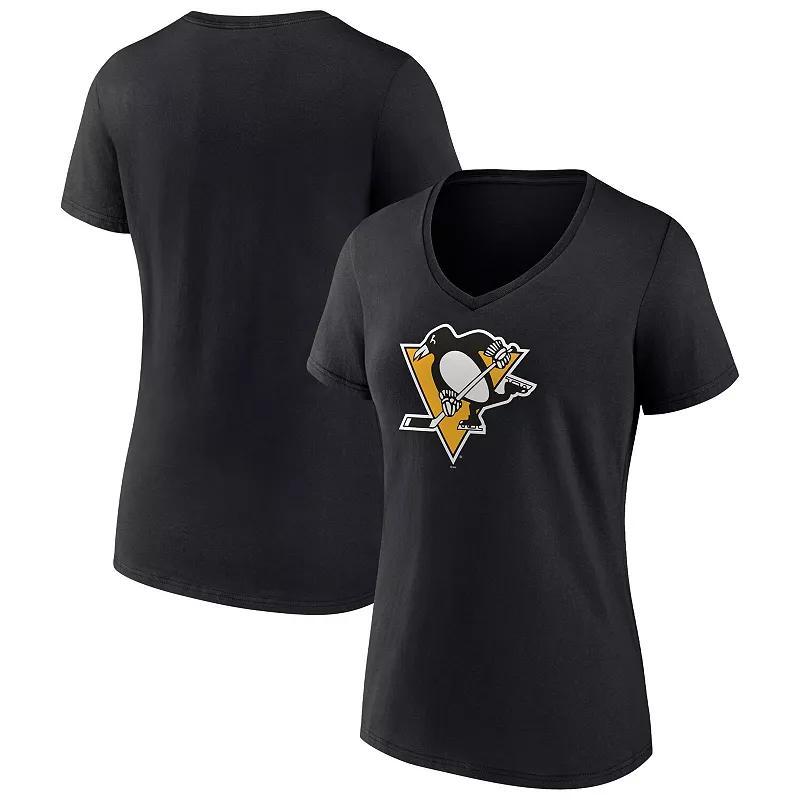 Womens Fanatics Pittsburgh Penguins Primary Logo Team V-Neck T-Shirt Product Image
