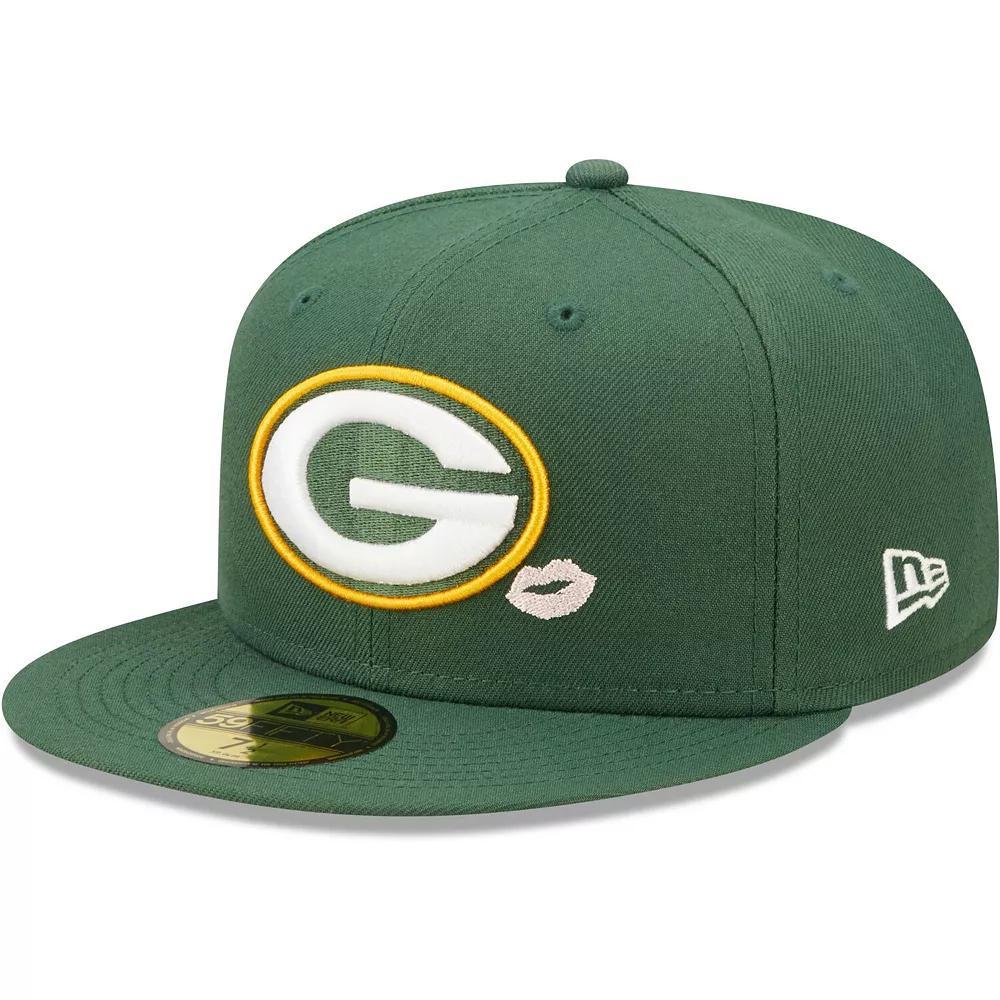 Men's New Era Green Green Bay Packers Lips 59FIFTY Fitted Hat, Size: 7 5/8 Product Image