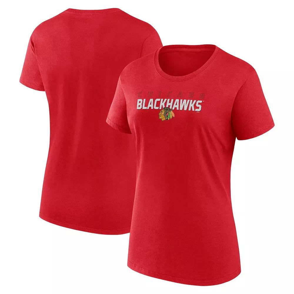Women's Red Chicago Blackhawks Launch Scoop Neck T-Shirt, Size: Large Product Image