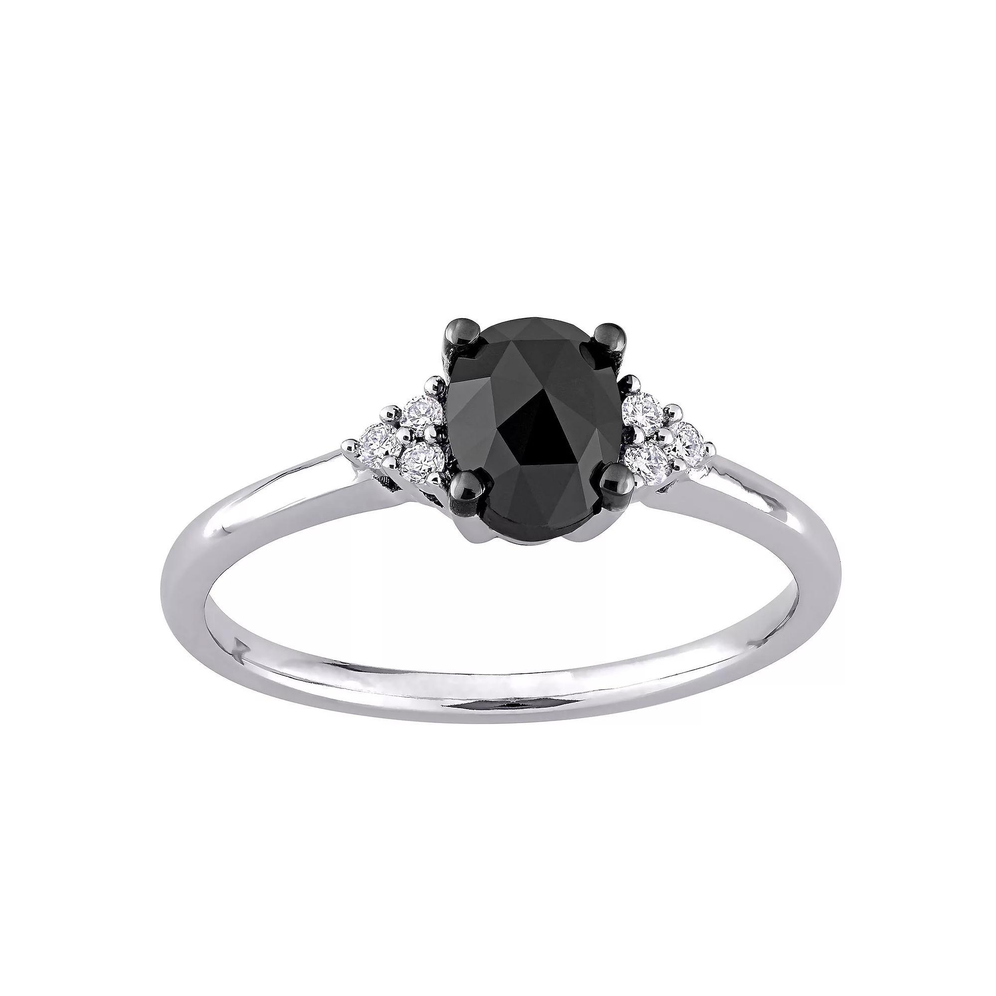 Stella Grace 14k White Gold 1 Carat T.W. Black & White Diamond Engagement Ring, Women's, Size: 7.50 Product Image