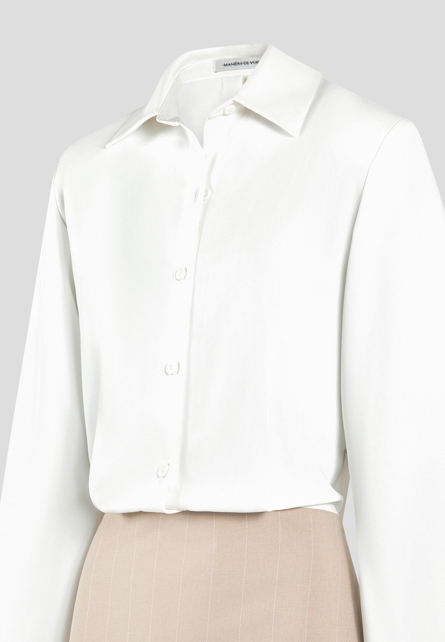 Pinstripe Skirt Shirt Dress - White/Beige Female Product Image