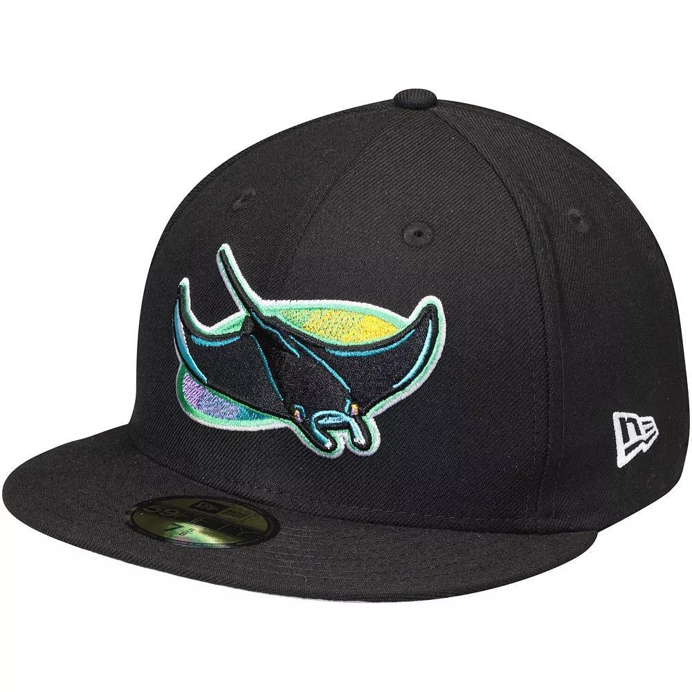 Men's New Era Black Tampa Bay Rays Cooperstown Collection Wool 59FIFTY Fitted Hat, Size: 7 3/4 Product Image