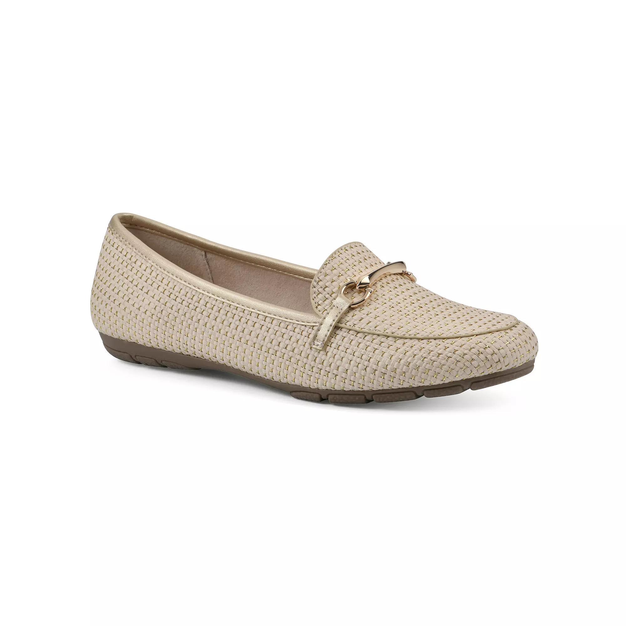 Cliffs by White Mountain Glowing Women's Loafers, Size: 8.5 Wide, Gold Mulighti Raffia Product Image