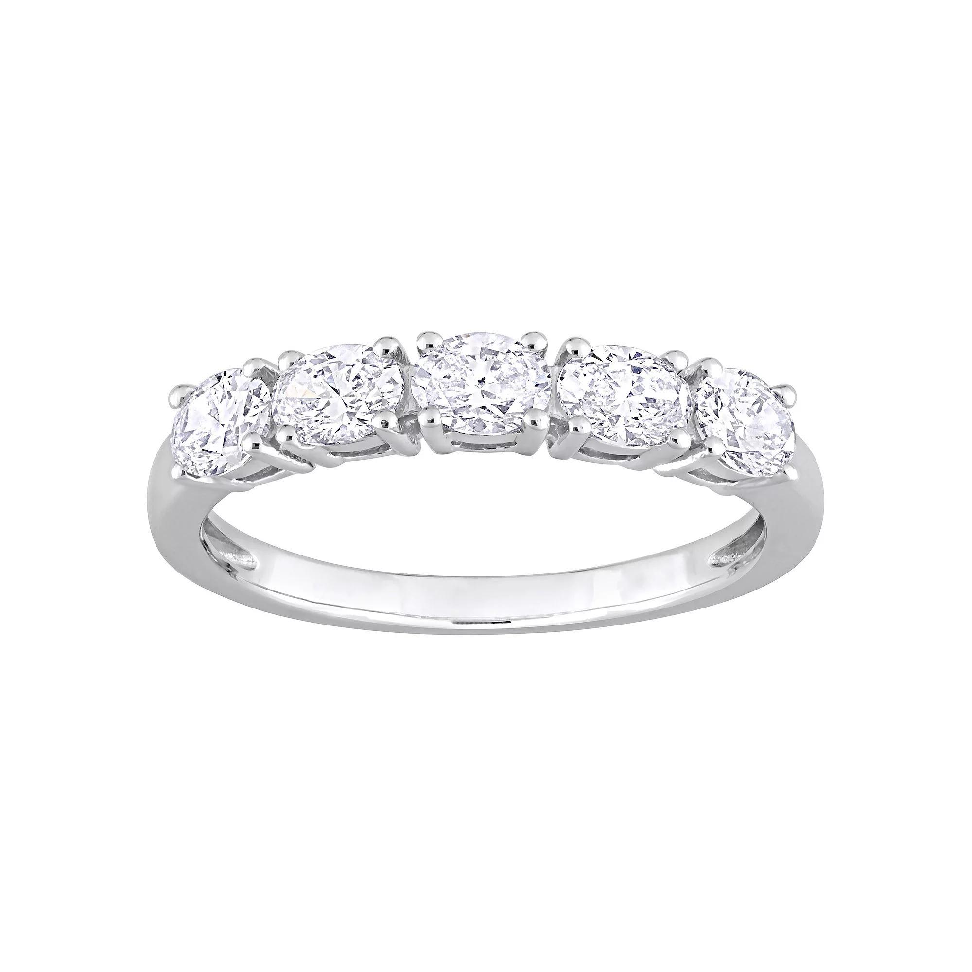 Stella Grace 14k White Gold 1 Carat T.W. Diamond Semi-Eternity Ring, Women's, Size: 7 Product Image