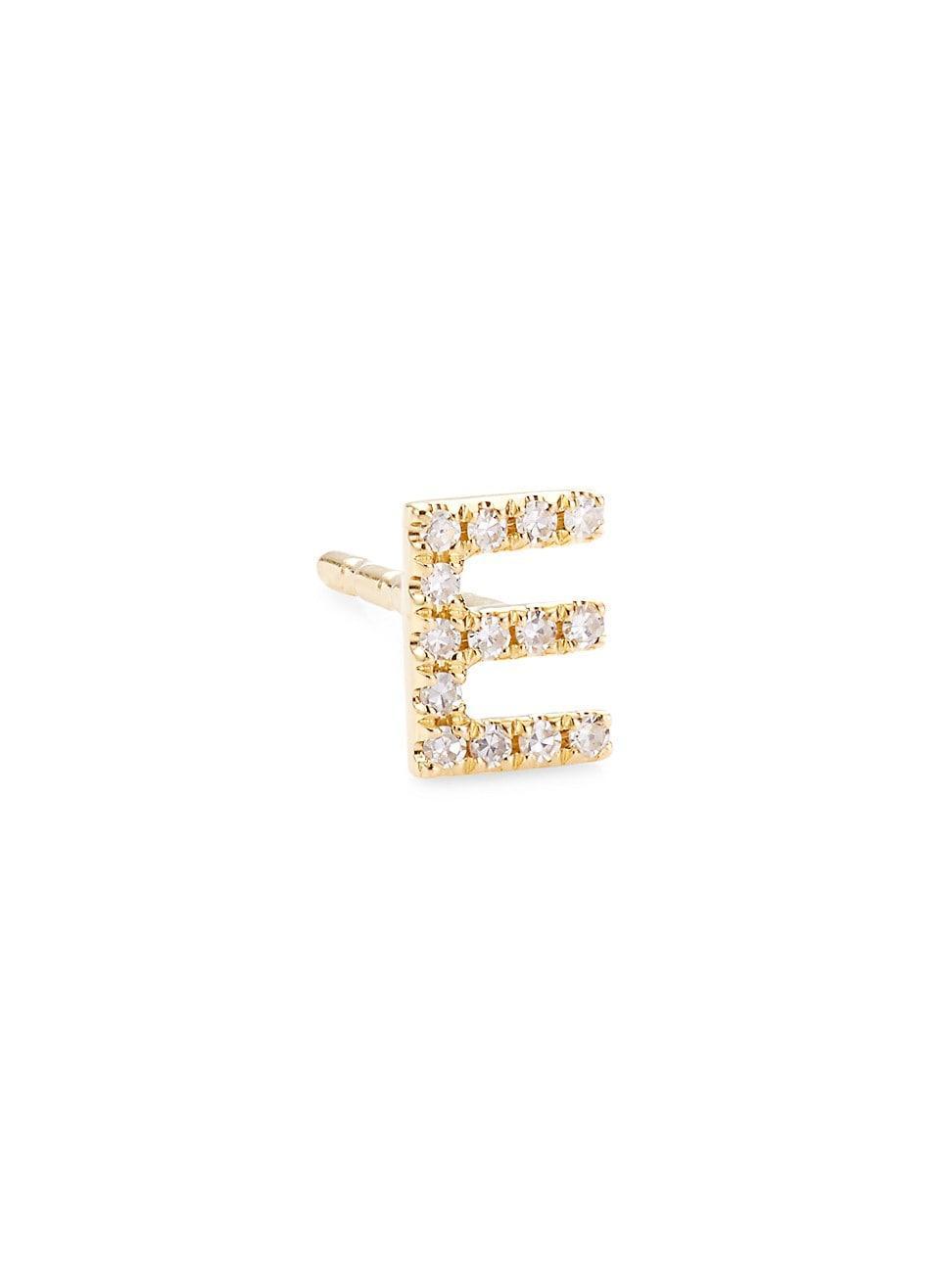 Womens 14K Yellow Gold & 0.03 TCW Diamond Initial Stud Earring Product Image