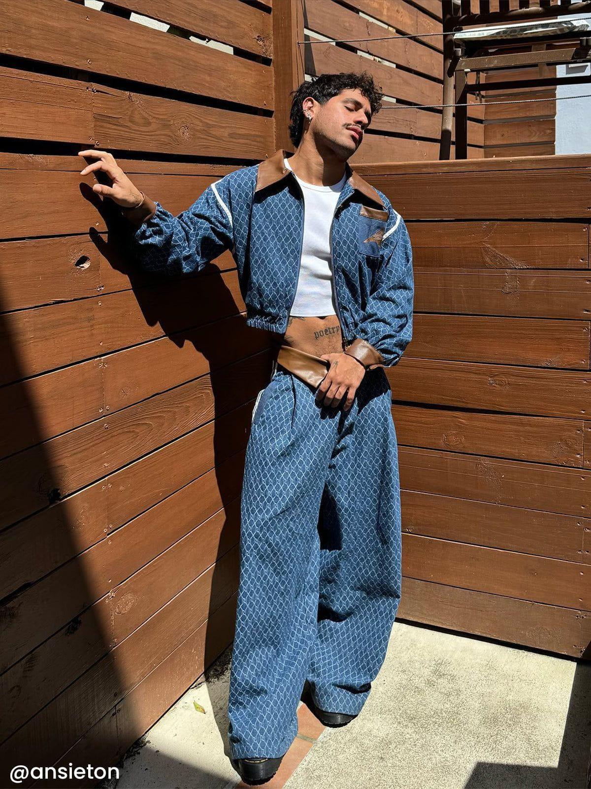 Aelfric Eden Vintage Denim Jacquard Cropped Jacket Product Image