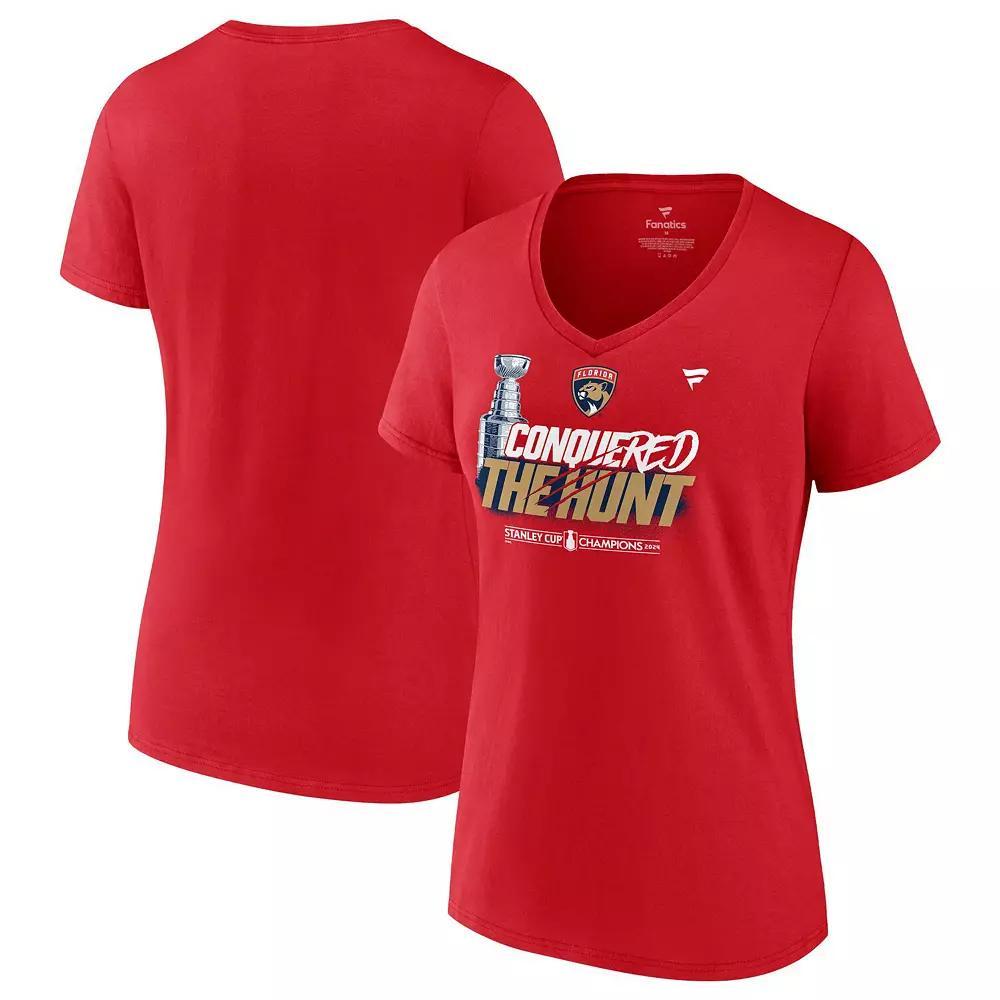 Women's Fanatics  Red Florida Panthers 2024 Stanley Cup Champions Celebration V-Neck T-Shirt, Size: 3XL, Pnt Red Product Image