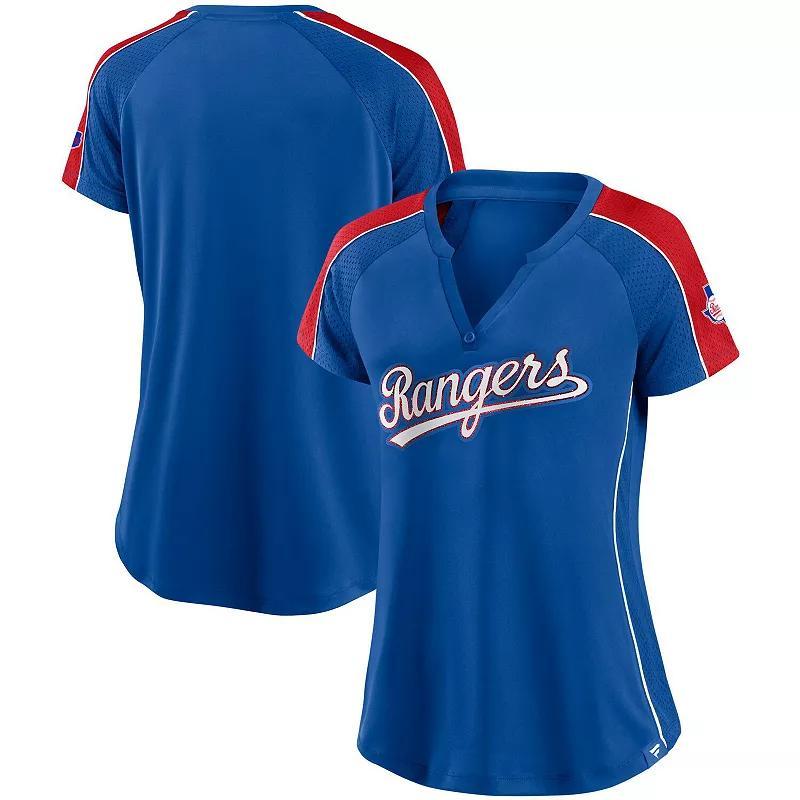 Womens Fanatics Branded Royal/Red Texas Rangers True Classic League Diva Pinstripe Raglan V-Neck T-Shirt Product Image
