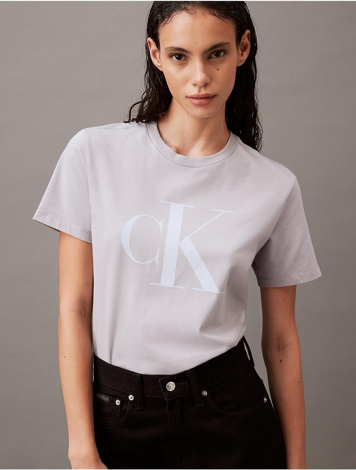 Calvin Klein Women's Monogram Logo Crewneck T-Shirt - Black - M Product Image