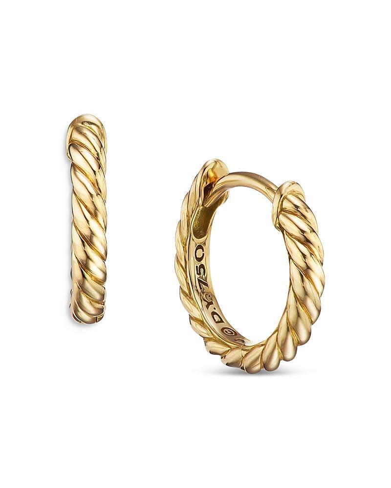 David Yurman 18K Yellow Gold Sculpted Cable Huggie Hoop Earrings Product Image