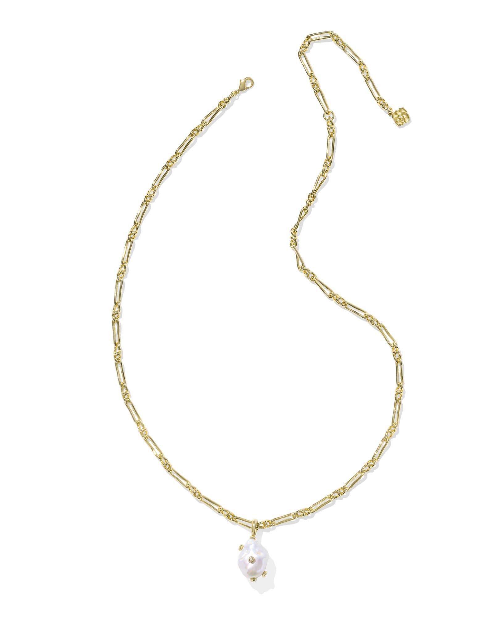 Melody Gold Small Long Pendant Necklace in Freshwater Cultured Pearl Product Image