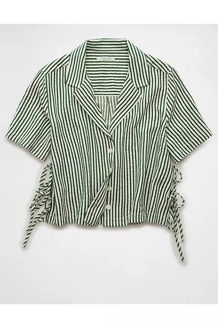 AE Short-Sleeve Tie Side Seersucker Button-Up Shirt Women's Product Image