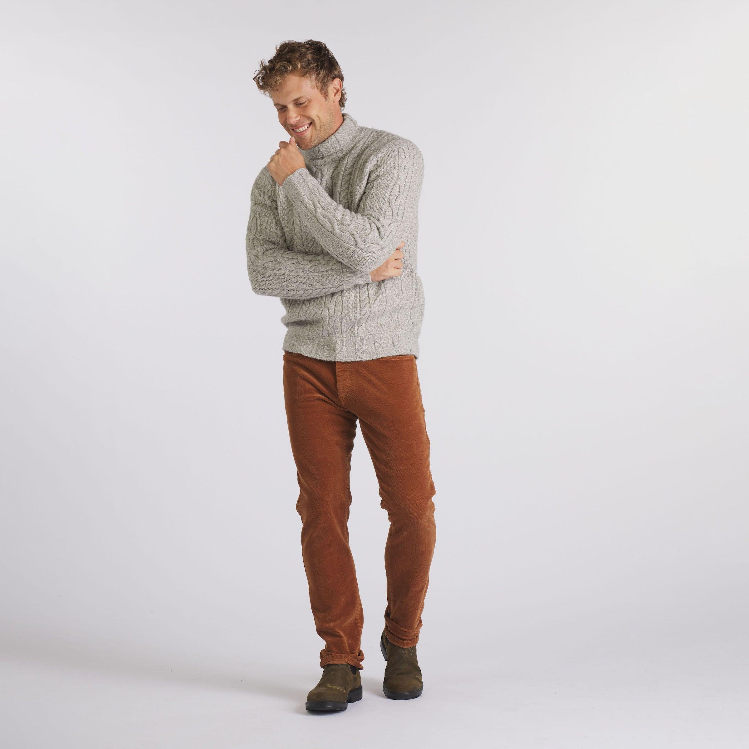 Fisherman Cable Turtleneck - Light Gray Product Image