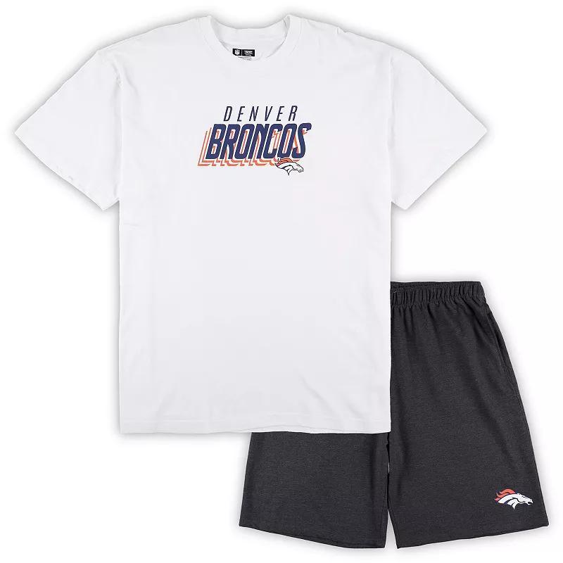 Men's Concepts Sport White/Charcoal Denver Broncos Big & Tall T-Shirt and Shorts Set, Size: 4XB Product Image