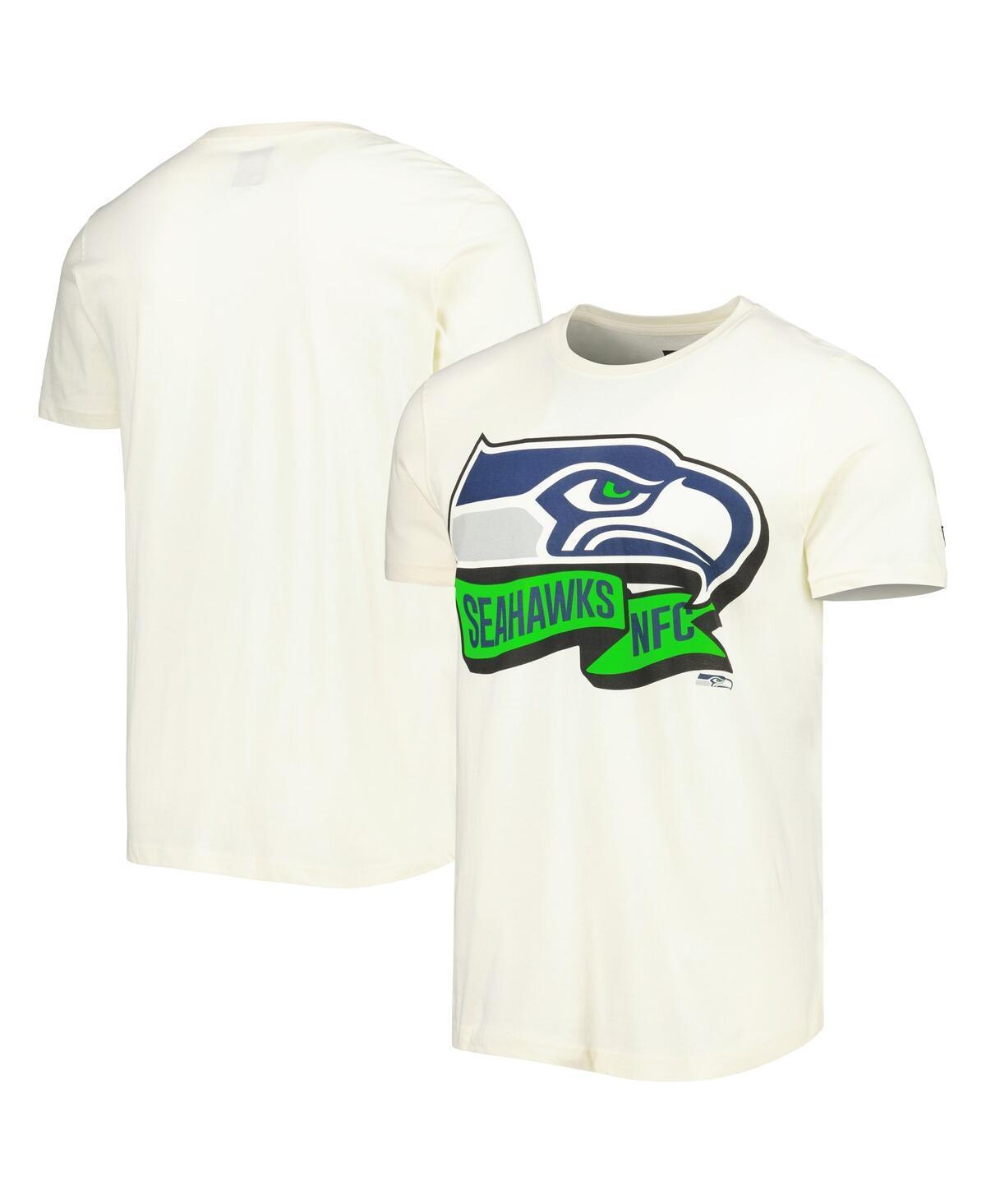 Men's New Era Cream Seattle Seahawks Sideline Chrome T-Shirt, Size: 2XL, Beige Product Image