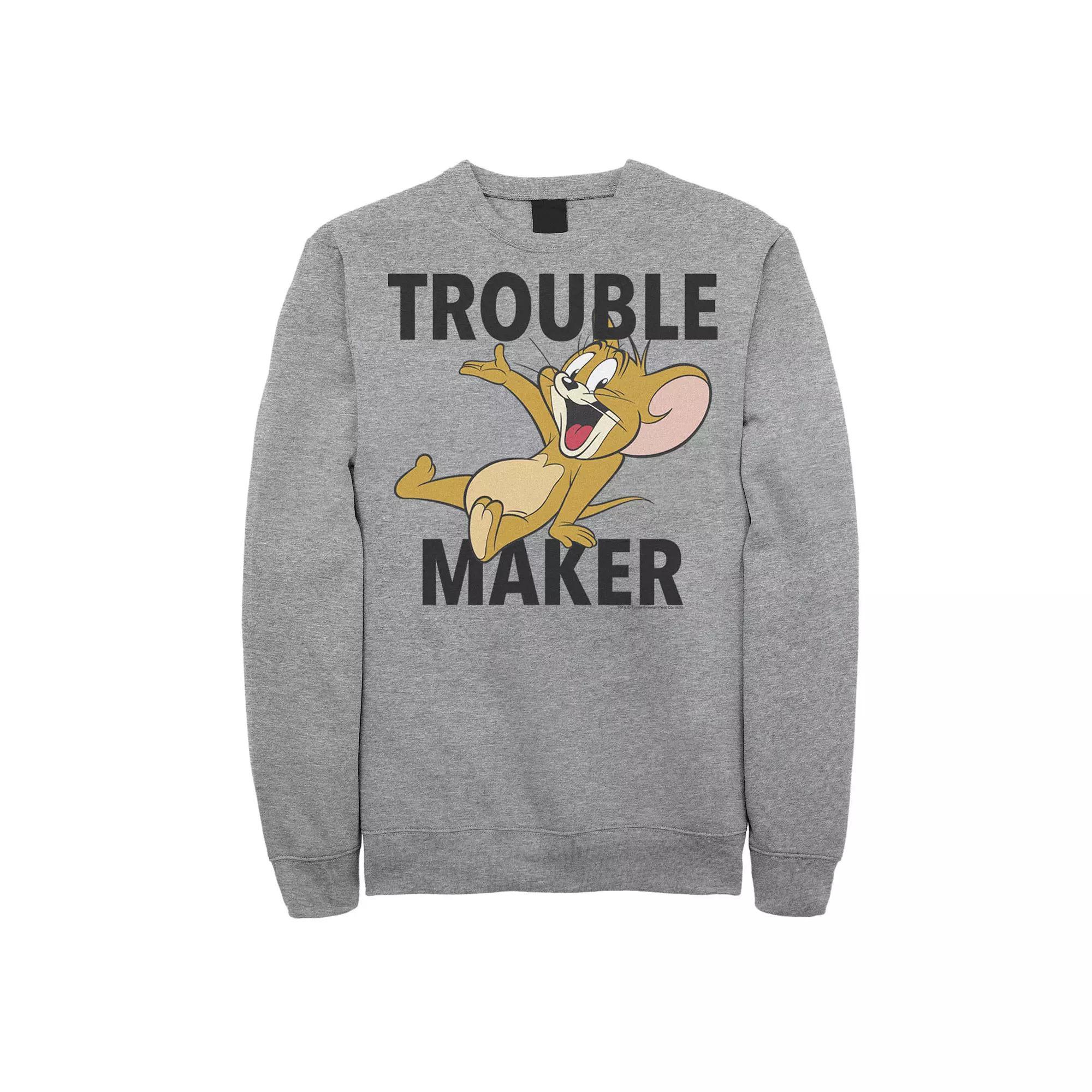 Mens Tom And Jerry Trouble Maker Portrait Sweatshirt, Men's, Size: Medium, Athletic Grey Product Image